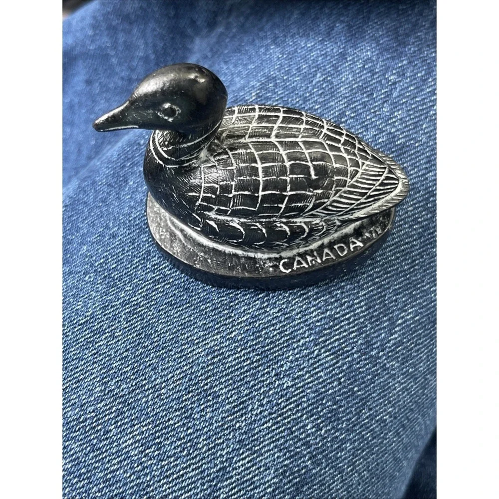 Vanstone Canadian Duck Hand Carved Canada Black 3 Inch Soapstone
